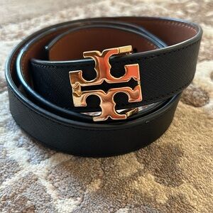 Black Brown Reversible Tory Burch Belt